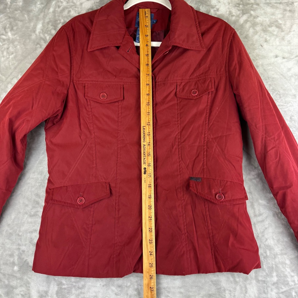 Faonnable Quilted Button Down Jacket Womens M Red… - image 8